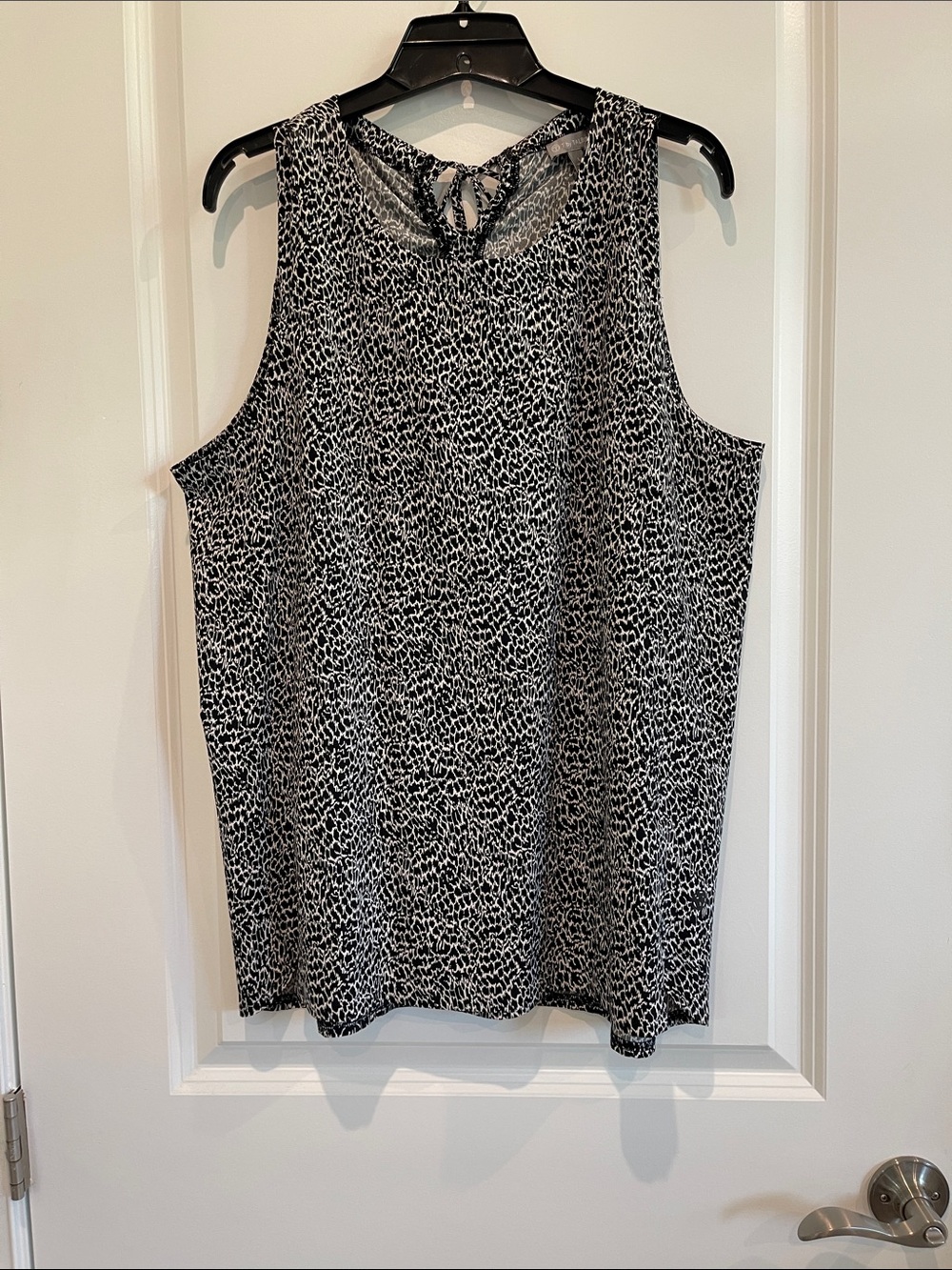 Talbots Black and White Animal-Print Sleeveless Tie-Back Tank